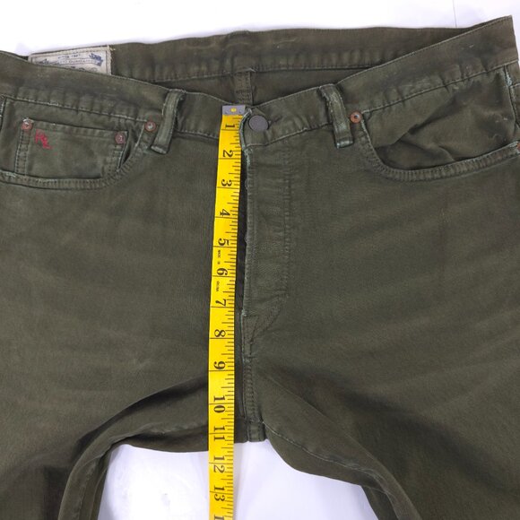 POLO RALPH LAUREN Varick Slim Straight Olive Green Denim Jeans Men's SIZE 36x32. - Picture 14 of 16